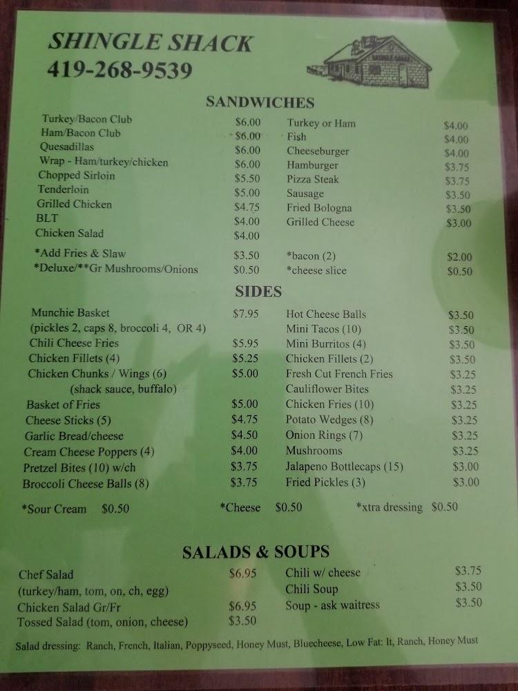 Shingle Shack Restaurant Menu image 1