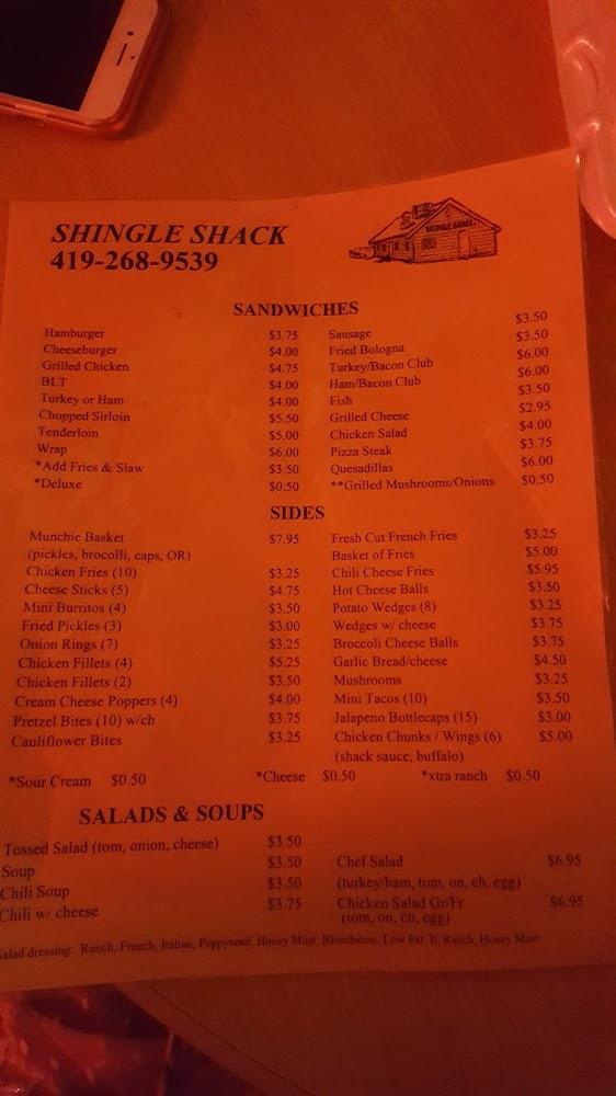 Shingle Shack Restaurant Menu image 3